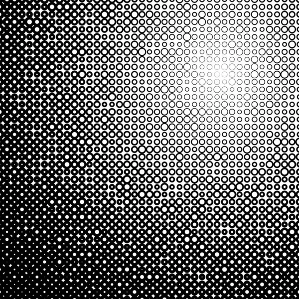 Fond avec dégradé de cercles noirs et blancs — Image vectorielle