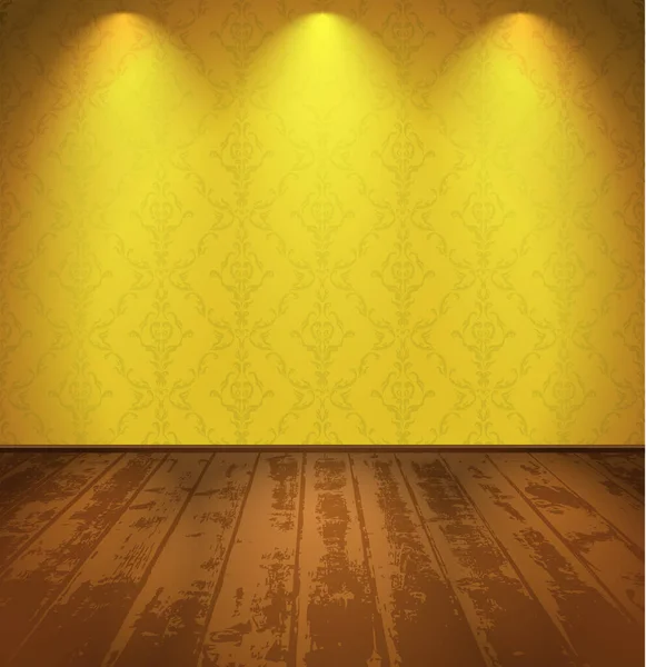 Chambre vintage jaune — Image vectorielle