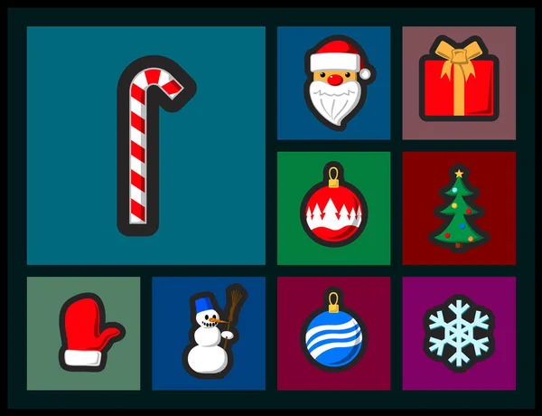 Conjunto de iconos planos de Navidad — Vector de stock