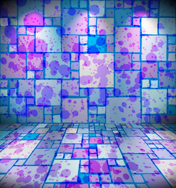 Místnost s ozdobou barevnými čtverci — Stockový vektor