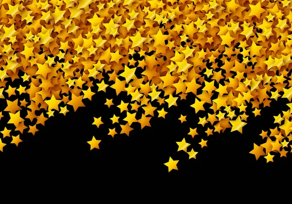 Kutlama kartına saçılmış altın yıldızlar. — Stok Vektör