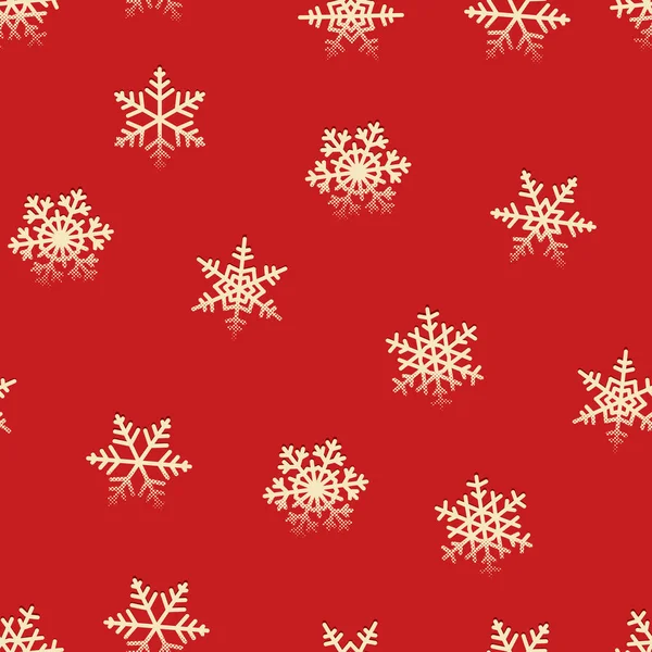 Patrón retro de copos de nieve sin costuras para las vacaciones de Navidad de invierno — Vector de stock