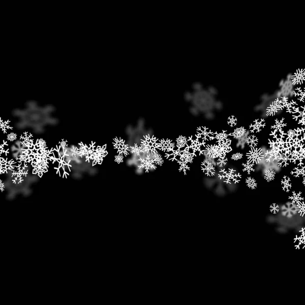 有雪花的降雪背景在黑暗中模糊不清 — 图库矢量图片