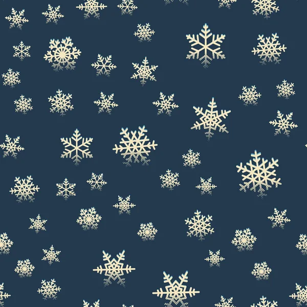 Nahtlose Schneeflocken Retro-Muster für Winter-Weihnachtsfeiertage — Stockvektor