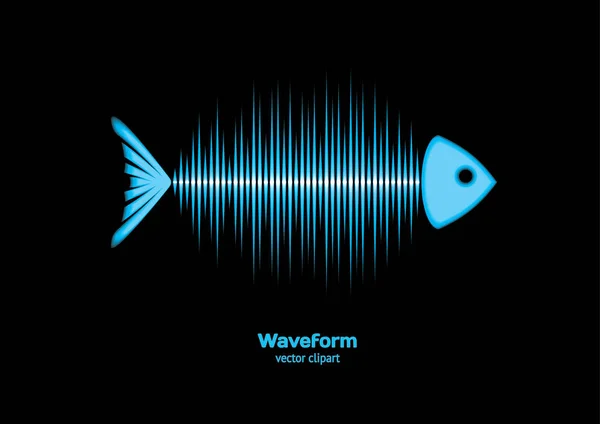 Sonar waveform fish — Stock Vector