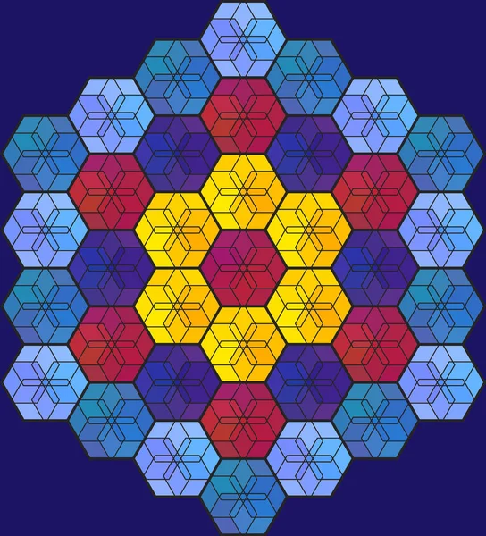 Vidriera hexagonal azul — Vector de stock