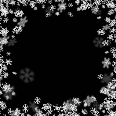 Karanlıkta bulanık kar taneleri ile kar yağışı arkaplanı