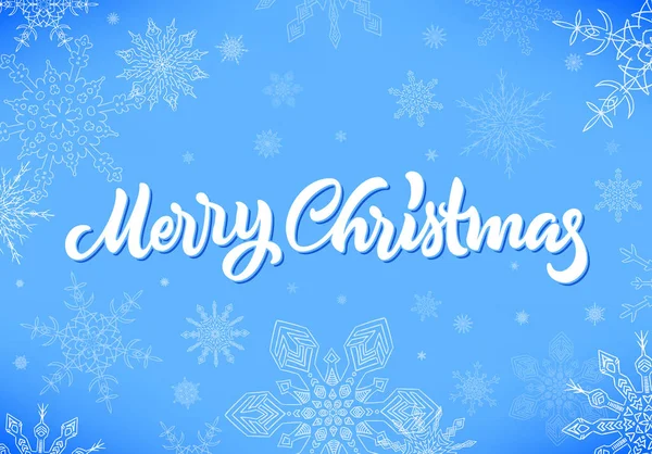 Καλά Χριστούγεννα καλλιγραφικά χέρι επέστησε γράμματα με νιφάδες χιονιού — Διανυσματικό Αρχείο