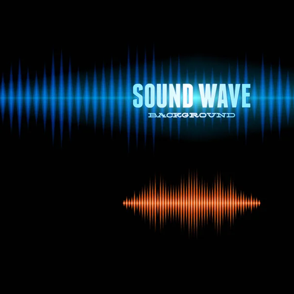 Blue and orange shiny sound waveform background — Stock Vector