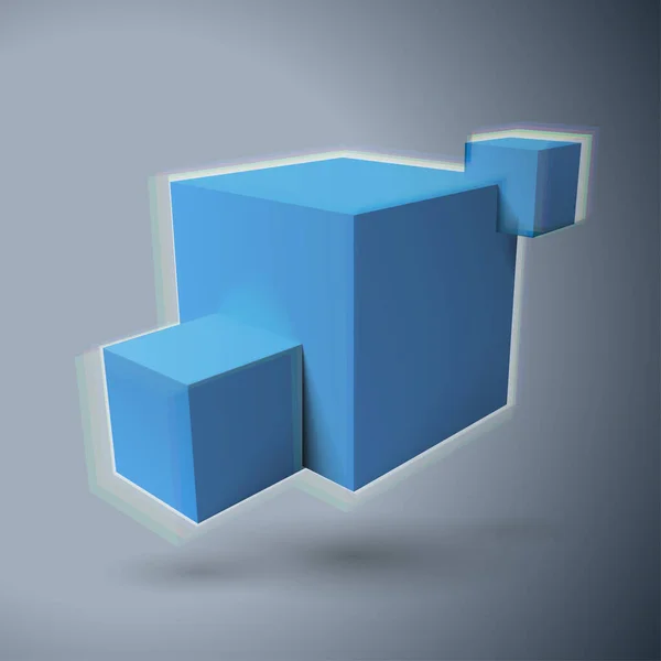 Trois cubes 3D logo avec aberrations — Image vectorielle