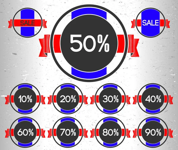 Verkaufsetiketten mit Prozentangaben — Stockvektor