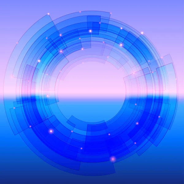 Fond rétro-futuriste avec cercle segmenté bleu — Image vectorielle