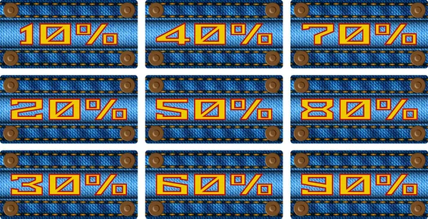 Prozentsatz der Verkaufsetiketten auf Jeans — Stockvektor