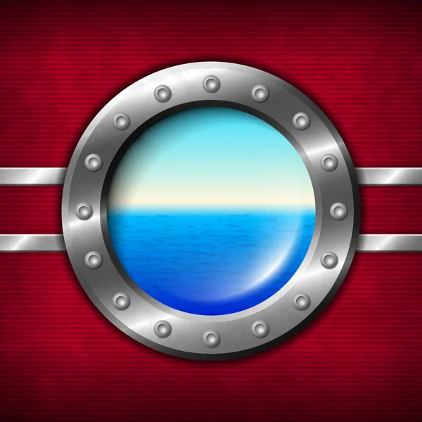 Ship porthole with seascape — Stock Vector