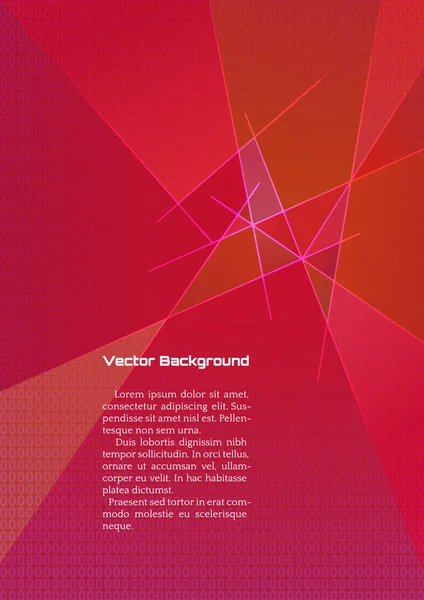 Fundo geométrico vermelho abstrato com linhas — Vetor de Stock