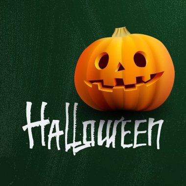 Kara tahtada Cadılar Bayramı harfleriyle balkabağı.