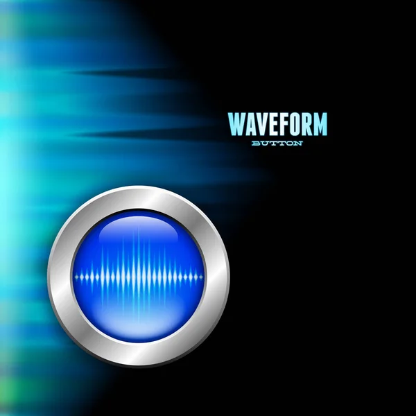 Silver button with sound wave sign and polar light — Stock Vector