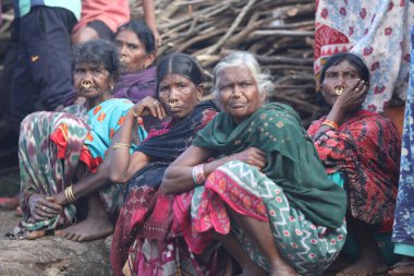 Koraput 'taki Yaşlı Kadınlar kabilesi Odisha Hindistan 15 Eylül 2025