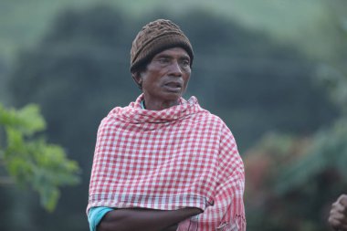 15 Eylül 2025 Koraput Odisha Hindistan Kırsal Evdeki Yaşlı Kabile