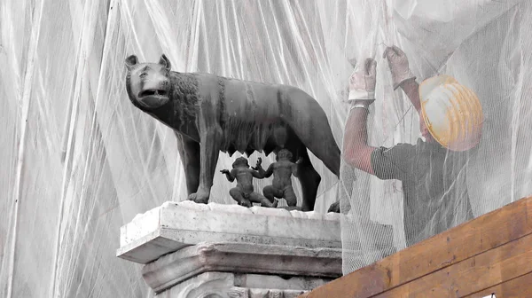 Der Kapitolinische Wolf Das Symbol Von Rom Italien — Stockfoto