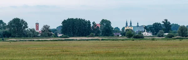 Kolo Városának Panorámája Kolostor Városháza Warta Folyó Partjáról Lengyelország — Stock Fotó