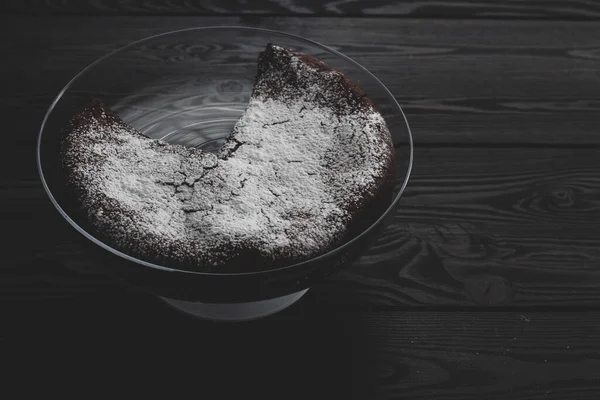 Gâteau Chocolat Brownie Sur Table Noire — Photo