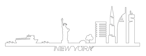 Diseño Vectorial Artístico Plano Edificios Ciudad Nueva York Rascacielos Siluetas — Vector de stock