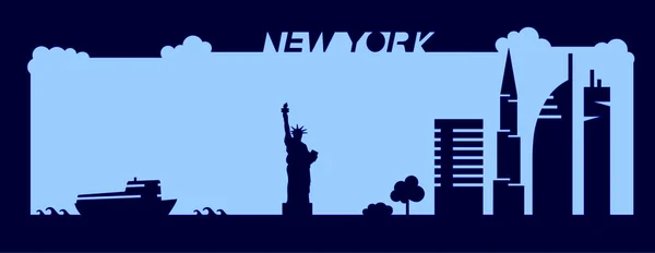 Diseño Vectorial Artístico Plano Edificios Ciudad Nueva York Rascacielos Siluetas — Vector de stock