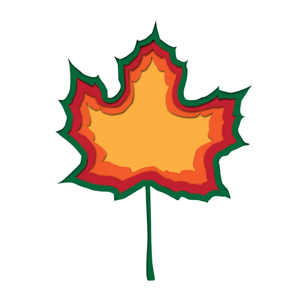 抽象的なベクトル紙スタイル秋のカエデの葉の緑 オレンジ 黄色の色をカットします ベクトル紙スタイル秋イメージ背景 — ストックベクタ