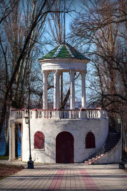 Nova Kakhovka, Ukrayna, 13 Nisan 2018 - beyaz parkta ağaç dikme