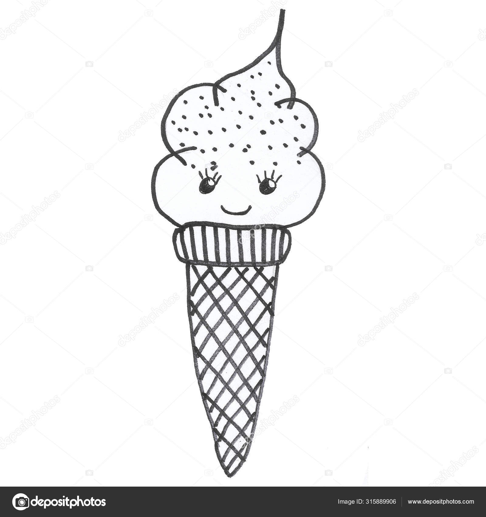 Black White Drawing Different Ice Cream Eskino Horn Coloring Stock Photo Image By C Yulya23