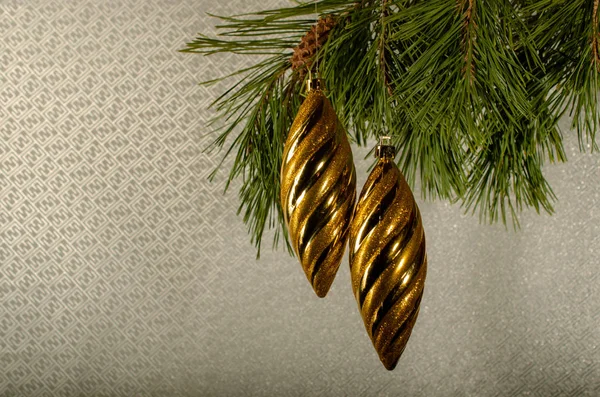 Fundo Para Cartões Natal Brilhante Com Brinquedos Árvore Natal Lugar — Fotografia de Stock