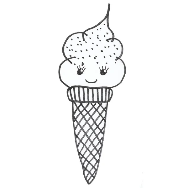 Черно Белый Рисунок Различных Эскинов Мороженого Рога — стоковое фото