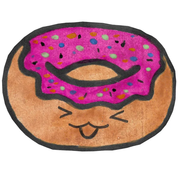 Illustraties Van Donuts Met Verschillende Gezichten Verschillende Kleur Water Donuts — Stockfoto