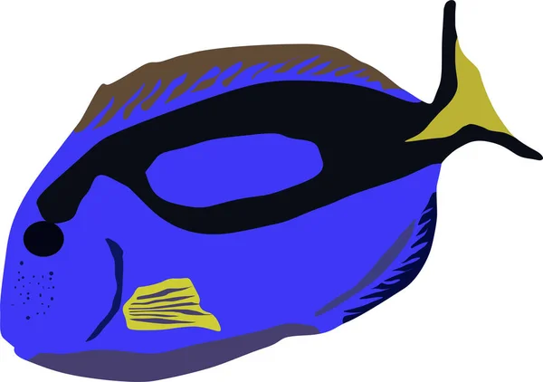 Морська Риба Синя Чорним Яскравим Векторним Малюнком — стоковий вектор