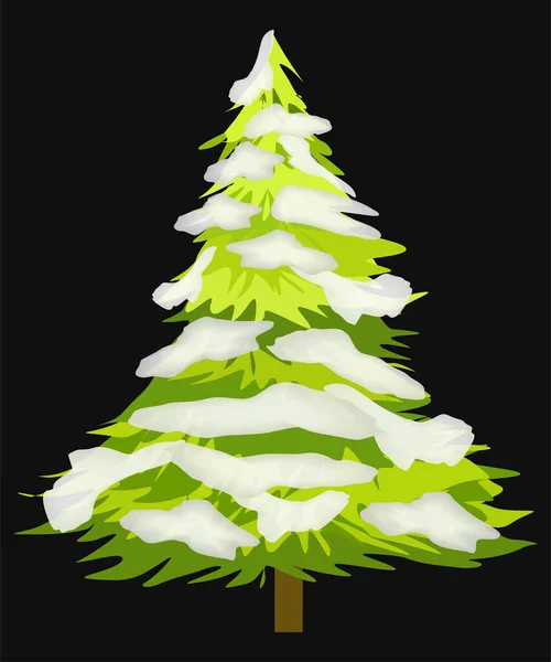 Vector Drawing Snow Covered Spruce — Stock Vector