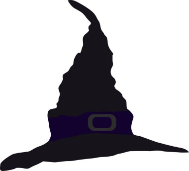 Cadılar Bayramı cadı şapkası beyaz arka planda izole edilmiş..