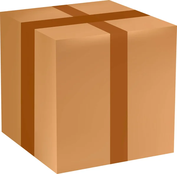 Caixa de papelão fechado selado com fita adesiva isolada em um fundo branco — Vetor de Stock