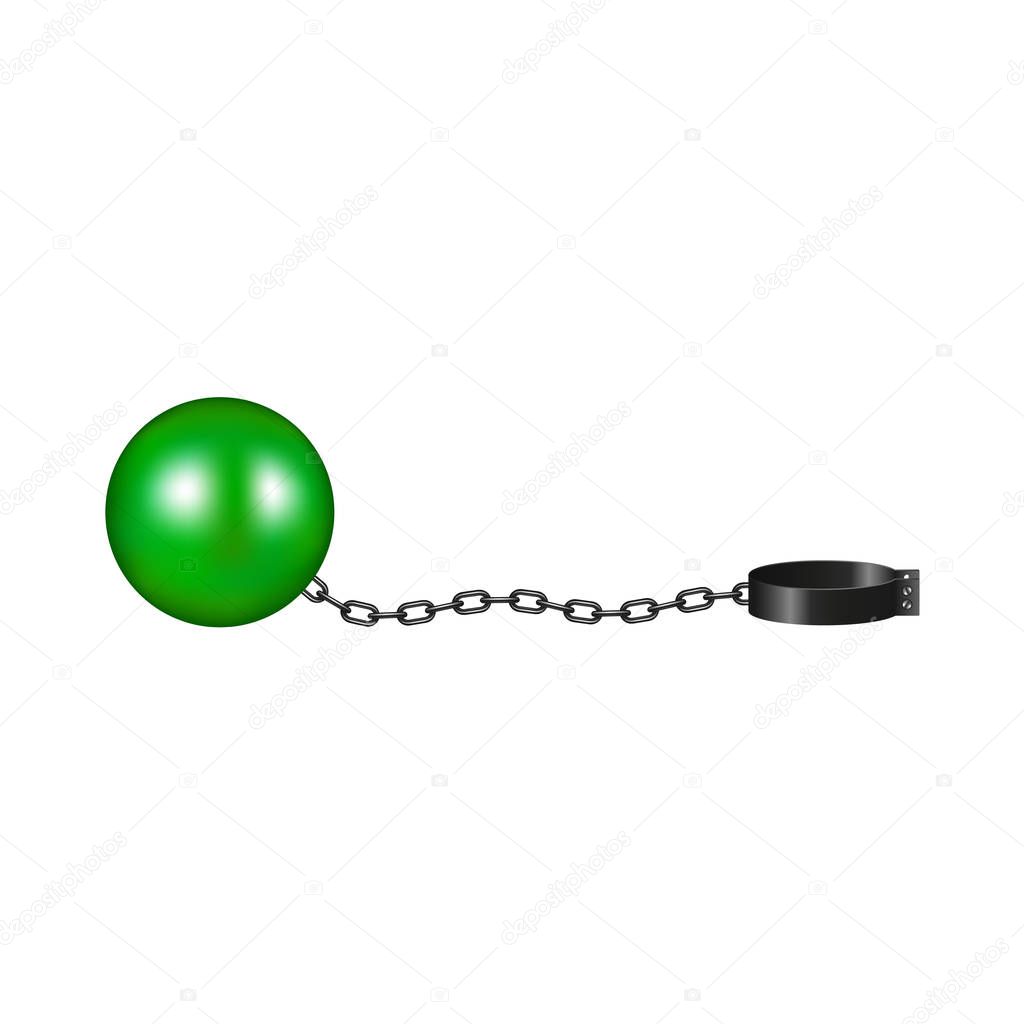 Vintage shackle in green and black design on white background 