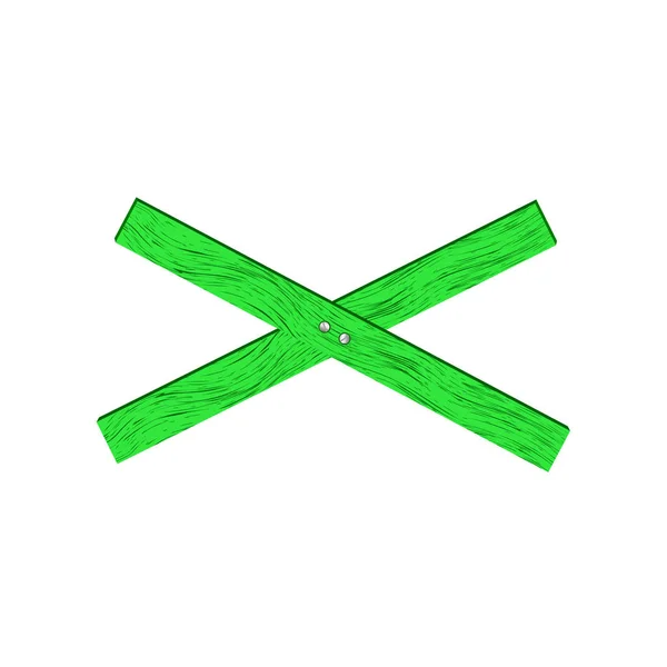 白色背景下十字形绿色木质屏障 — 图库矢量图片