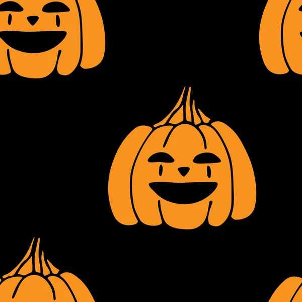 Padrão Sem Costura Halloween Fundo Vetorial Com Abóboras Assustadoras Para — Vetor de Stock