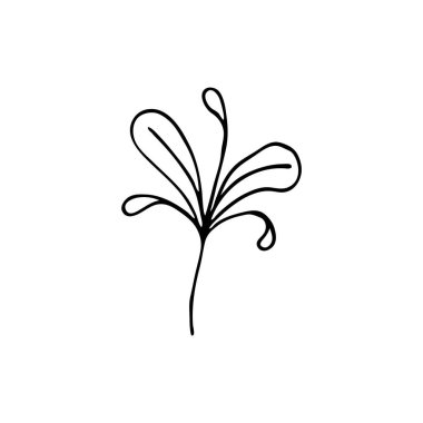 El yapımı bitki. Bir çiçeğin karalama resmi. Ağlar için çiçek vektörü, tekstil, kartpostallar, parmak izleri. Özet bitkiler, yapraklar, çiçekler.