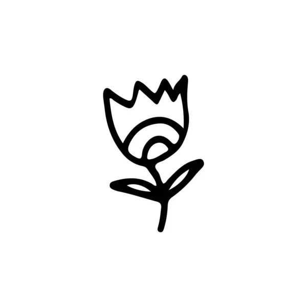 Handgezeichnete Pflanze Doodle Bild Einer Blume Floral Vektor Für Web — Stockvektor