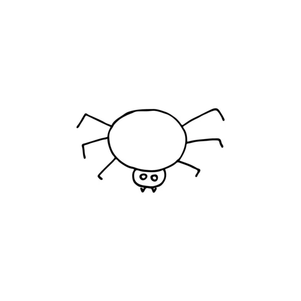 クモの人形のイメージ ステッカーのためのベクトル シンプルな黒と白の画像 ハロウィン — ストックベクタ