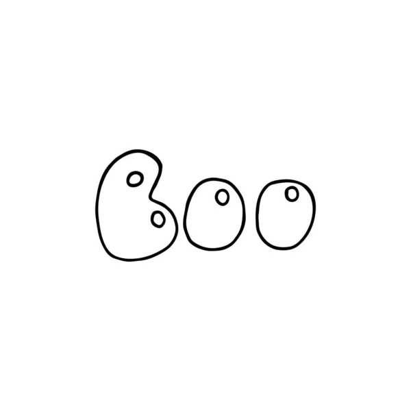 Doodle Bild Text Boo Vektor För Webb Textil Dekoration Klistermärken — Stock vektor
