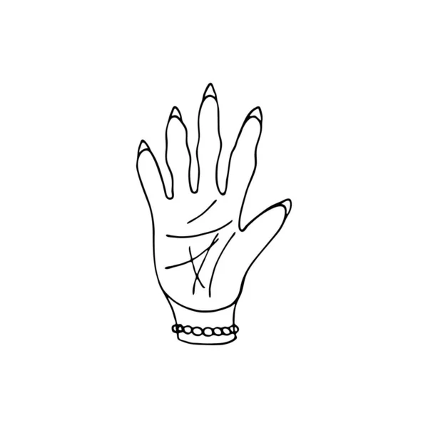 Doodle Imagem Uma Mão Quiromantia Vetor Para Web Têxtil Decoração — Vetor de Stock