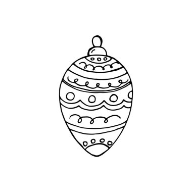 Noel oyuncakları. Elle çizilmiş illüstrasyon. Web, kartlar, tebrikler, posterler, tekstil, arka planlar için vektör resmi.