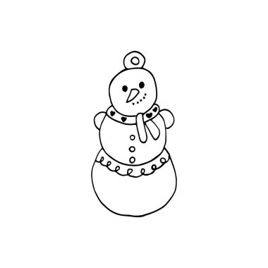 Noel oyuncakları. Elle çizilmiş illüstrasyon. Web, kartlar, tebrikler, posterler, tekstil, arka planlar için vektör resmi.