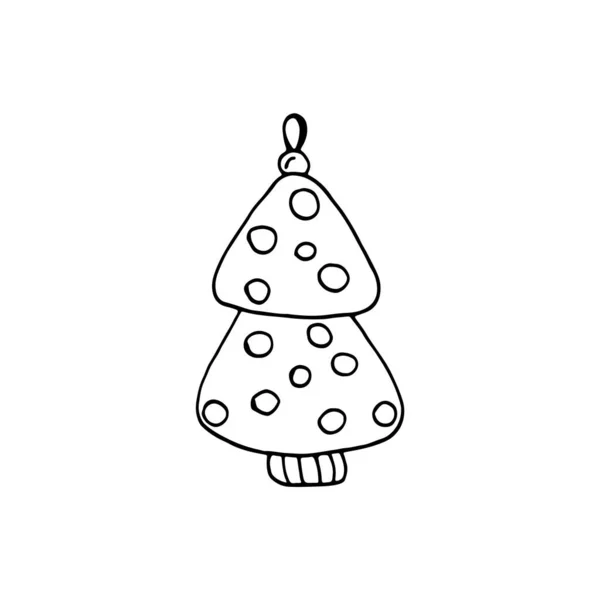 Kritzeln Weihnachtsbaumspielzeug Handgezeichnete Illustration Vektor Image Für Web Karten Glückwünsche — Stockvektor