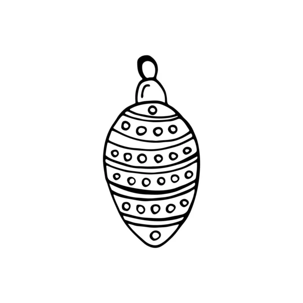 Doodle Kerstboom Speelgoed Handgetekende Illustratie Vector Beeld Voor Web Kaarten — Stockvector